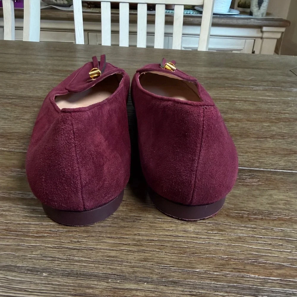 Stuart Weitzman Burgundy Suede Square Toe Tassel Loafer Flats CIYW 36619 Size 9M